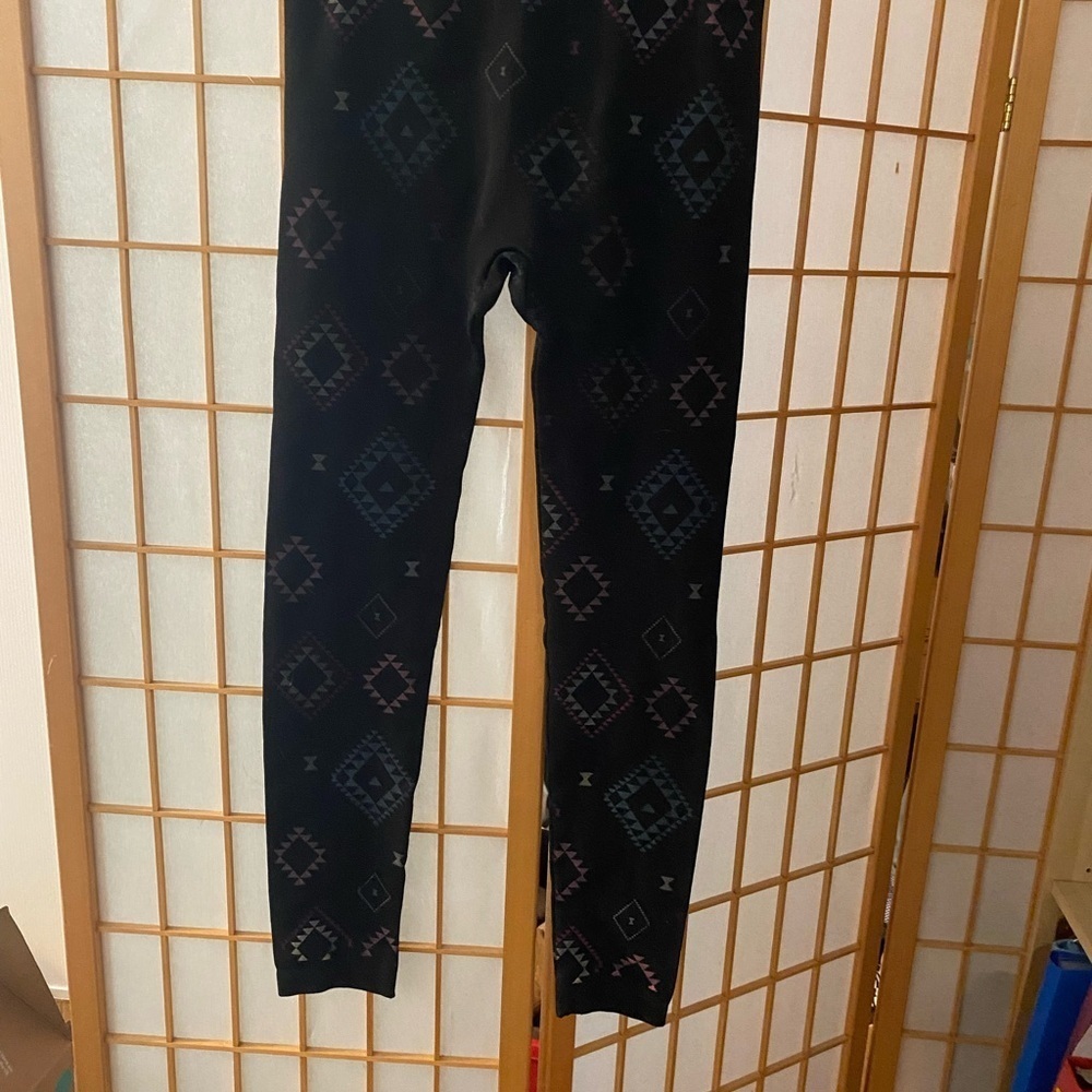 Pink Republic Cozy Fleece Stretch Black Charcoal Aztex Leggings Junior Sz Large